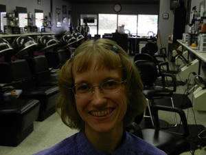 Kristina got another haircut just before Campmeeting so she could survive the hot weather there!