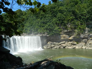 The view from below the falls--and the rainbow was still there too!