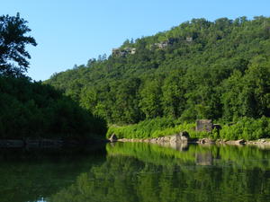 Now we are canoeing in that same river! You can see Buzzard rock in this picture, about halfway up the ridge. :) It was interesting looking at it from below, this time!