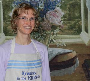 Kristina ready to teach a cooking class.