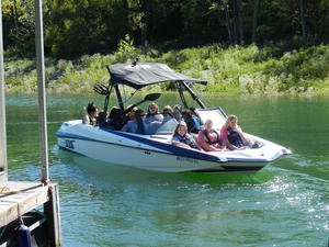 A boat load of happy passengers.