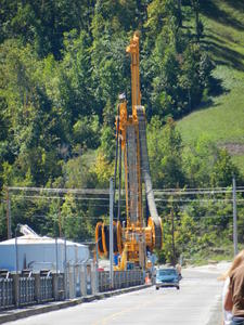 One of the huge cranes working on the dam.