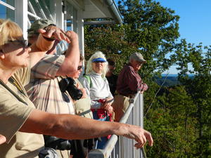 Pam pointing out all the towns and sights we were looking at along the horizon.