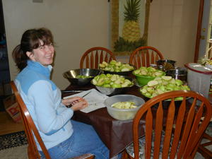 It's applesauce time again! We were so thankful for Siobhan's help cutting apples.