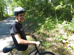 On Sunday morning, Daniel and Levi took a nice bike ride through the woods.