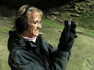 Kristina having a camera war with Daniel. 