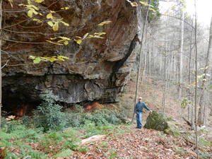 Daniel standing next to the giant rocks.