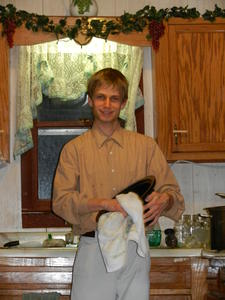 Daniel doing dishes at home (which he does often!)