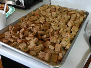 Kristina made bread dressing... Here's the toasted bread cubes...