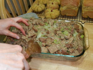 And here's the bread dressing ready for the oven
