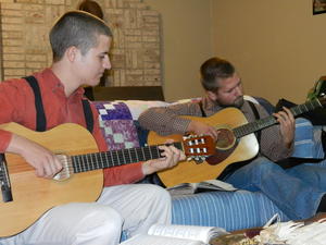 Isaac and Moses playing guitar duets. Sounded so nice! 