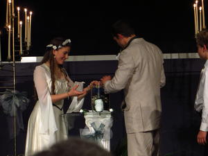 Instead of a unity candle, they had a special assortment of rocks and gems, representing the different qualities that each of them were bringing into the marriage,