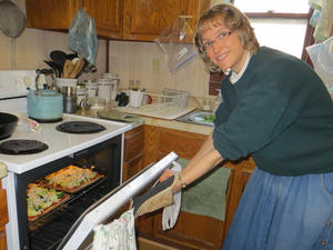 Pizza coming out of the oven! 