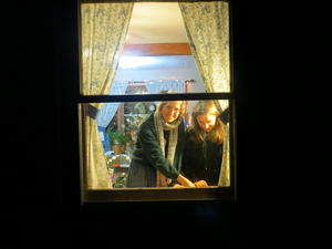 Kristina and Kimberly working on the puzzle 