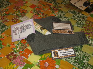 Kristina's gift to Daniel. :) Socks, lotion, and a coupon for a foot massage from her. 