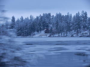 Cute little cabin along the lake.