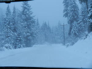 She and her parents had to drive very slowly because of the thick snow on the unplowed roads!