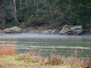 Evening mist rising off the river.