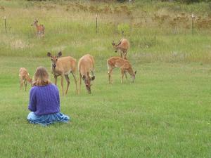 A visit home from college found Kristina back in her element, too, with her deer friends out in nature.
